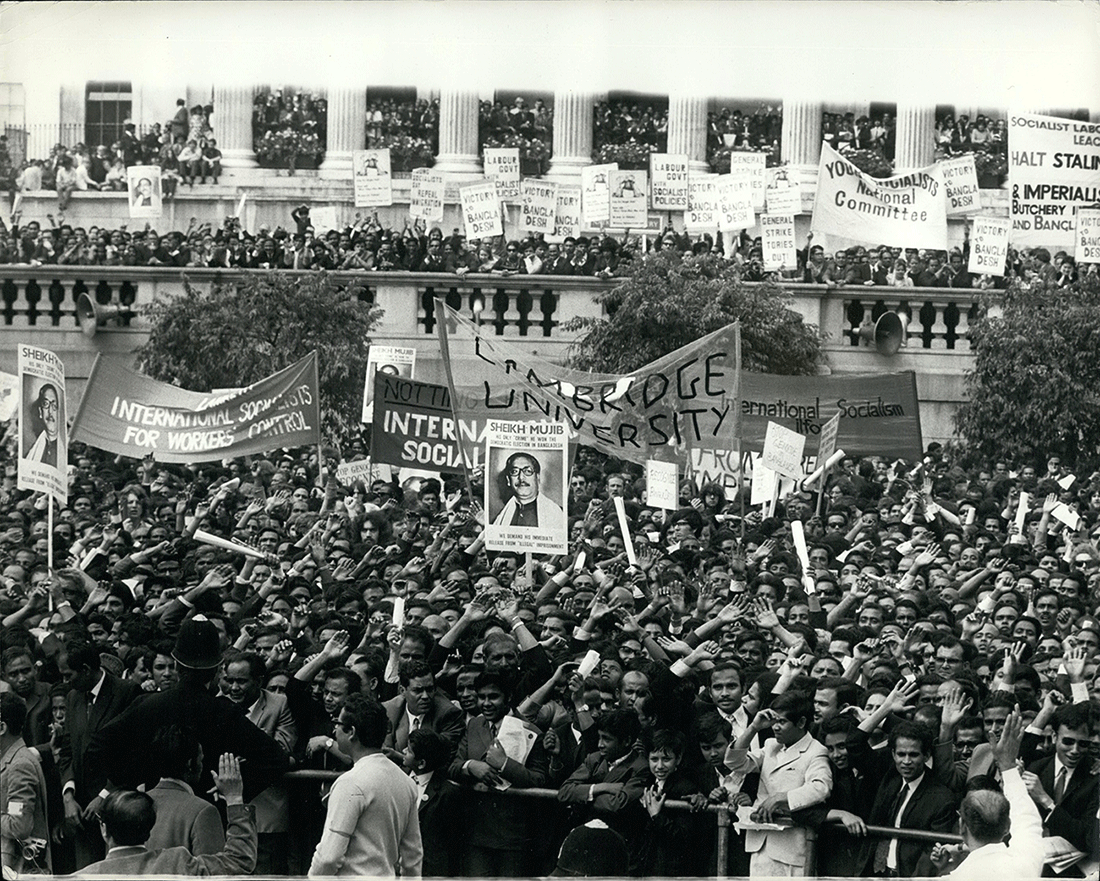 A large anti-racist rally in Trafalgar Square attended by thousands of British Bangladeshis and supporters